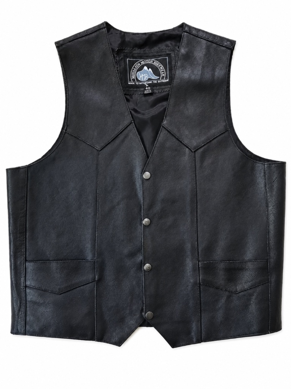 Himalaya Motor Bikewear Men’s Size Large (40) Black Leather Motorcycle Vest